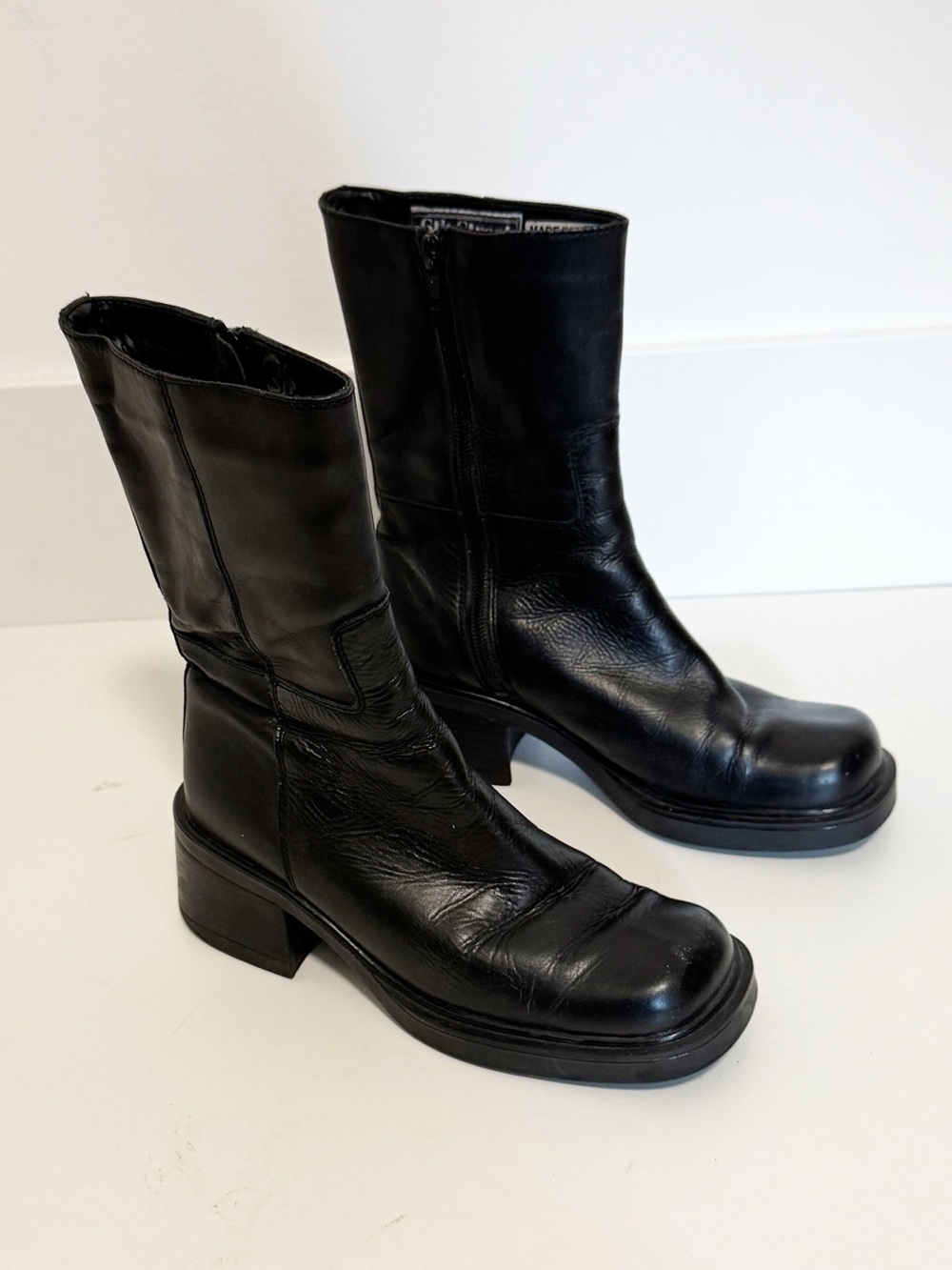 Vintage 6th Street West Square Toe Leather Boots size 36